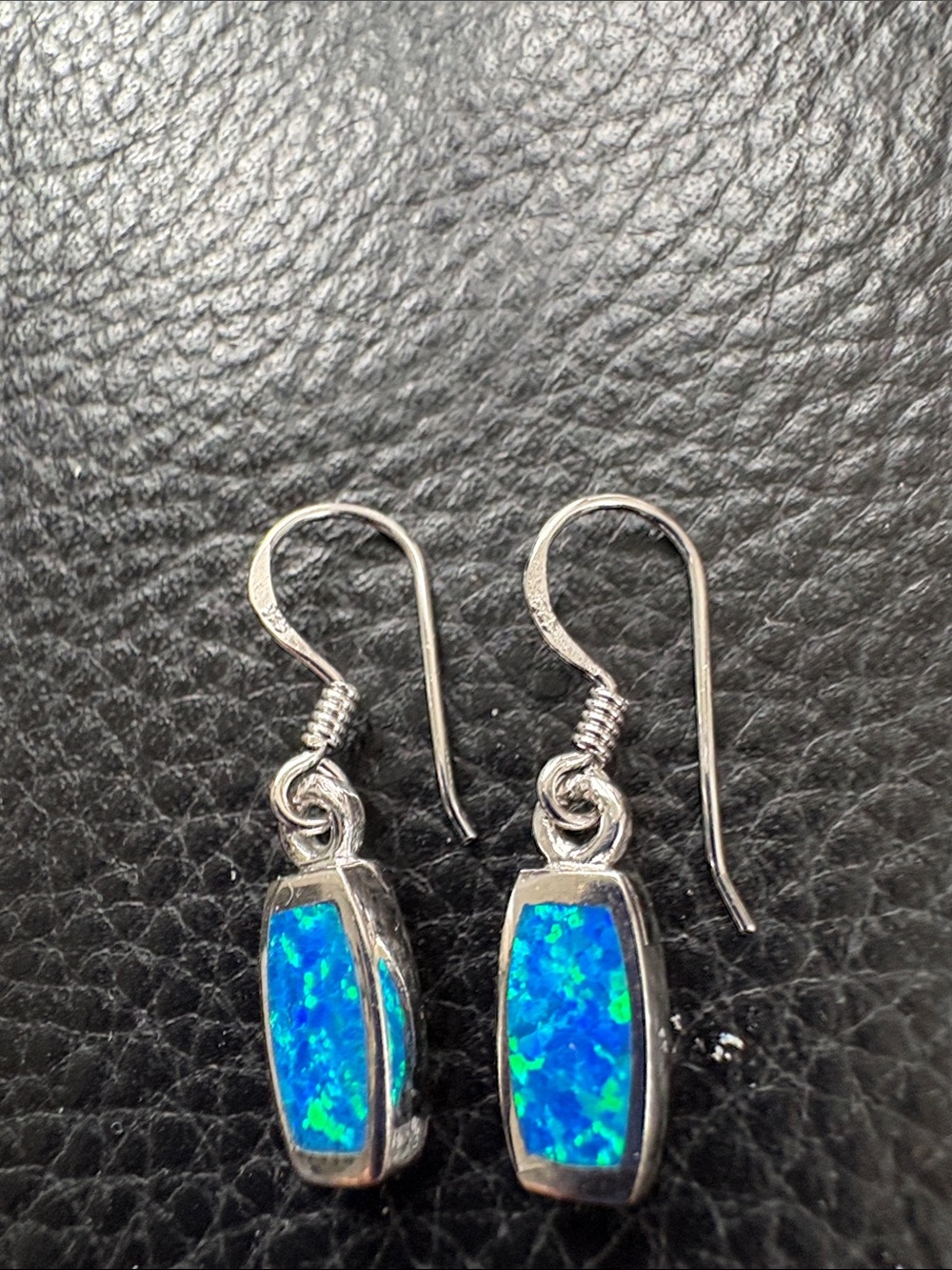 Brand New  925 Sterling Silver Blue Opal Drop Earrings